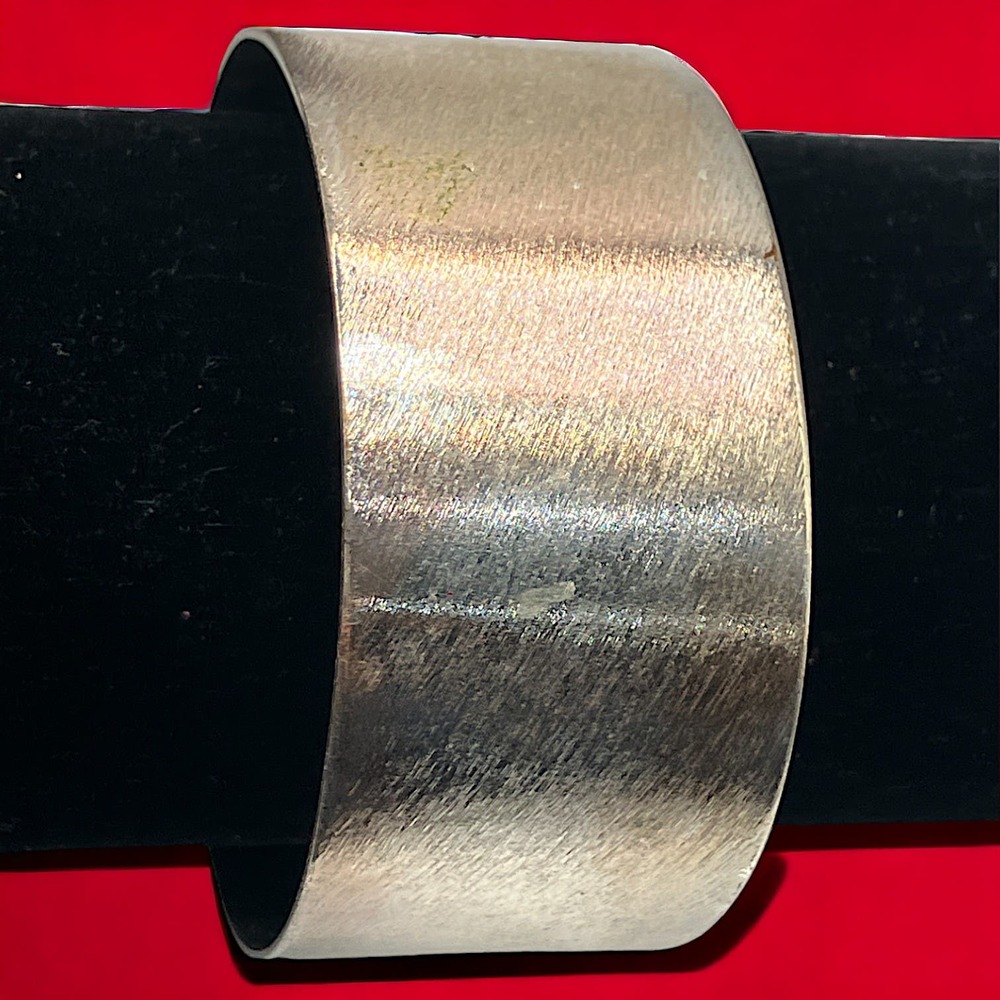 Textured Silver-Tone Cylinder Bangle 3 Inch Wide Bracelet!